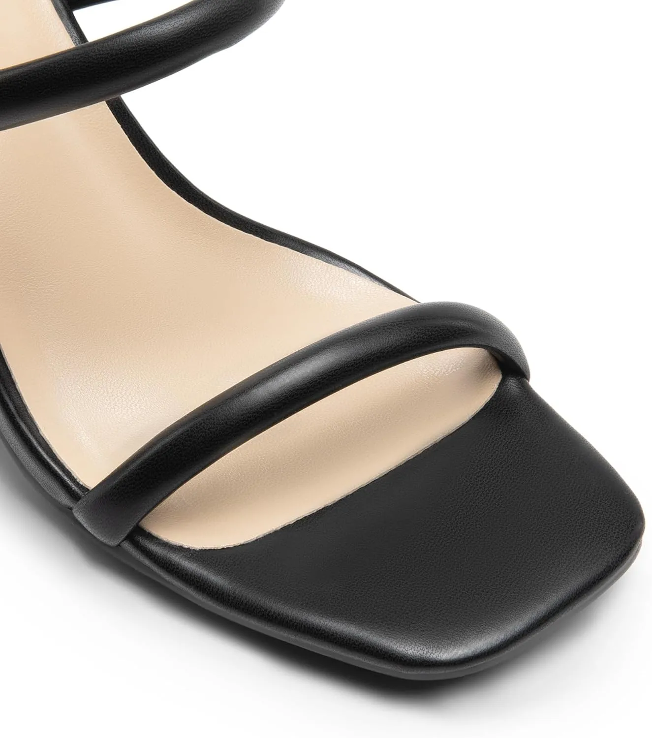 DREAM PAIRS Women's Square Open Toe Block Heels Two Strap Slip On High Heeled Slides Sandals