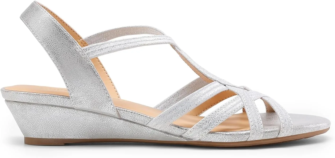 DREAM PAIRS Women's Strappy Wrapped Dressy Wedge Sandals Comfortable Low Heel Casual Summer Shoes