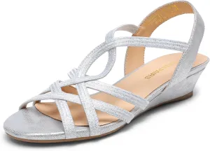 DREAM PAIRS Women's Strappy Wrapped Dressy Wedge Sandals Comfortable Low Heel Casual Summer Shoes