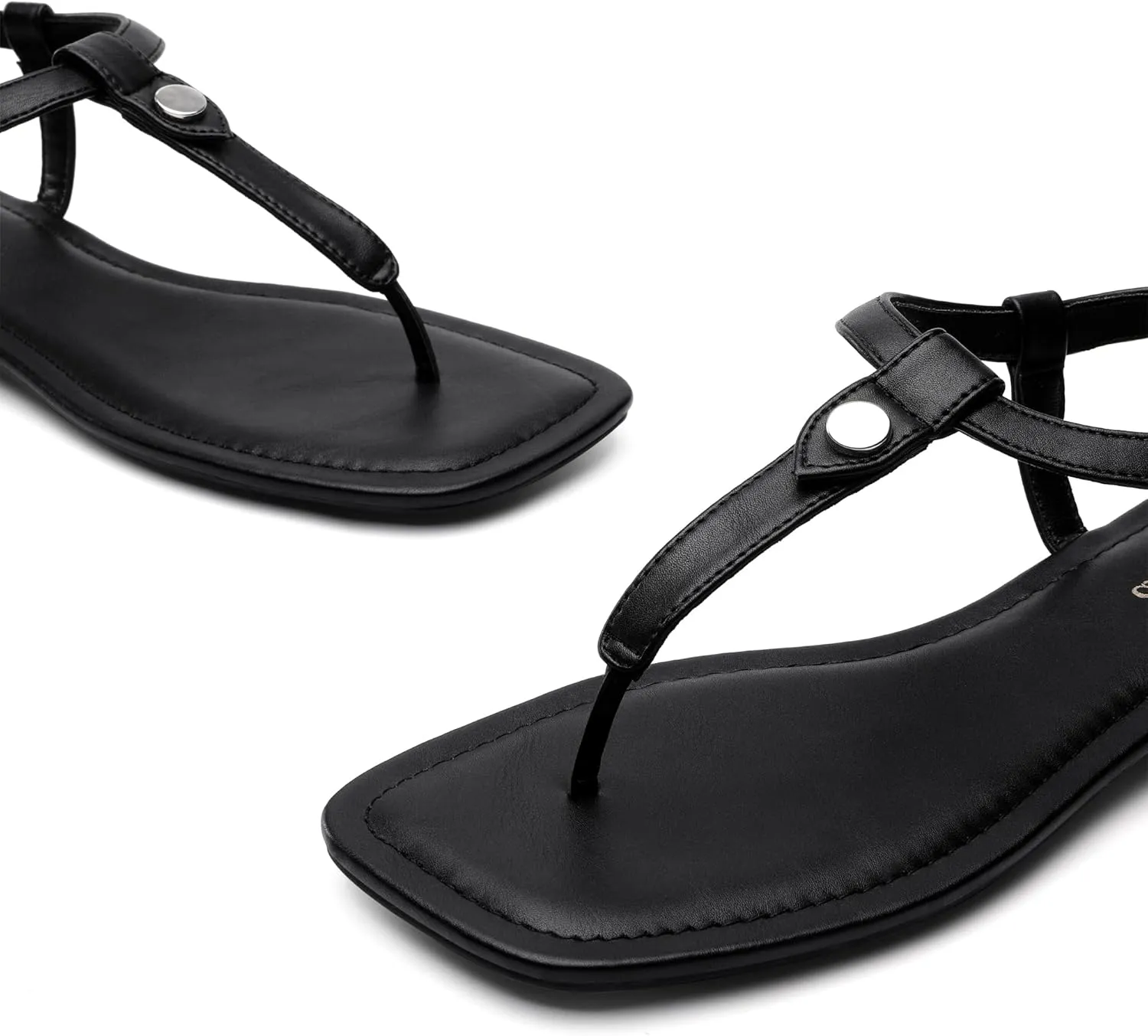 DREAM PAIRS Women's T-Strap Thong Flat Sandals with Cute Square Toe Strappy for Summer