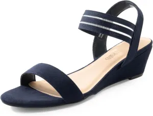 DREAM PAIRS Womens Wedge Sandals Low Heel, Slip On Ankle Strap Business Casual Dress Shoes for Women