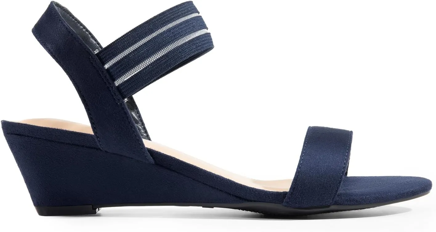 DREAM PAIRS Womens Wedge Sandals Low Heel, Slip On Ankle Strap Business Casual Dress Shoes for Women