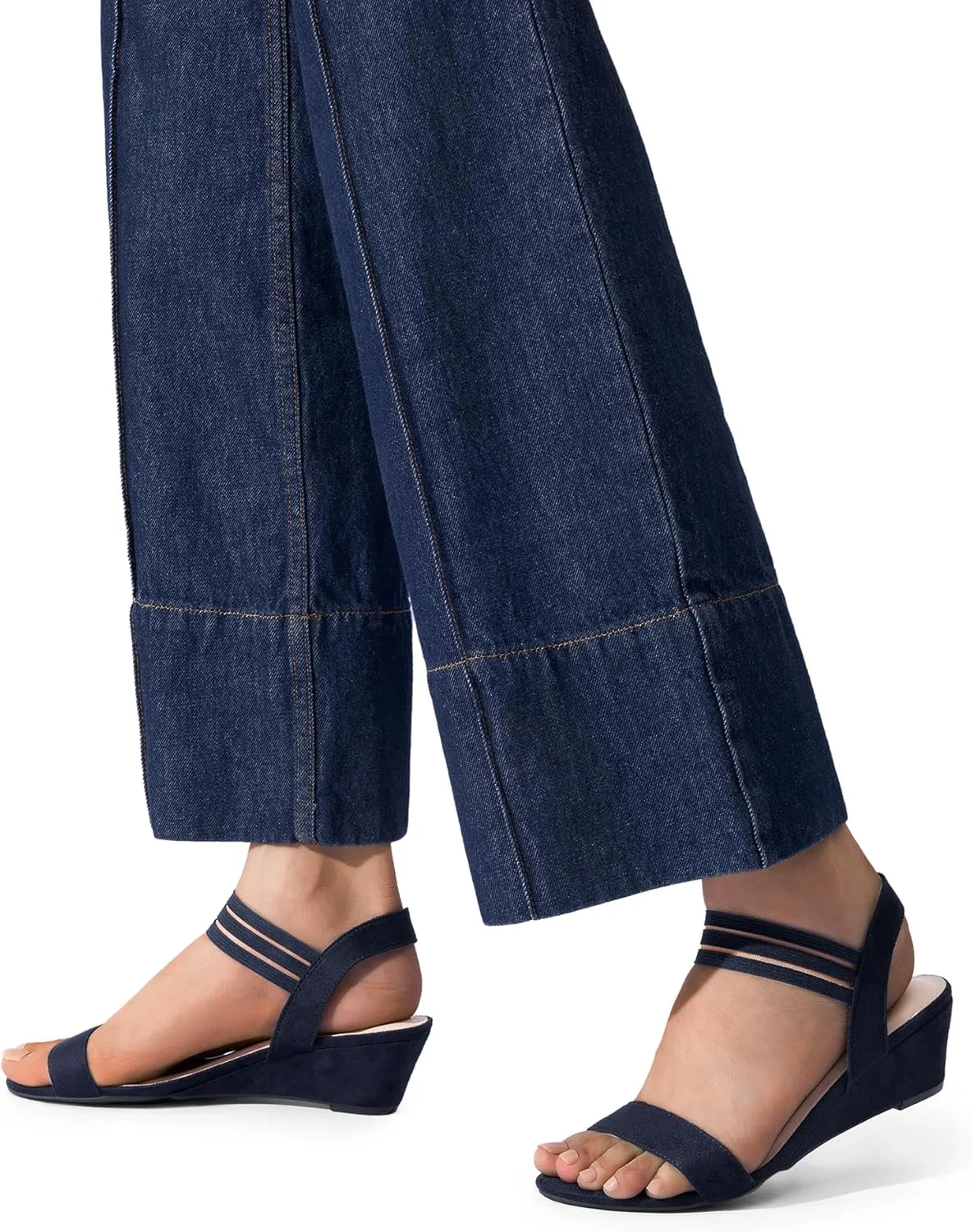 DREAM PAIRS Womens Wedge Sandals Low Heel, Slip On Ankle Strap Business Casual Dress Shoes for Women