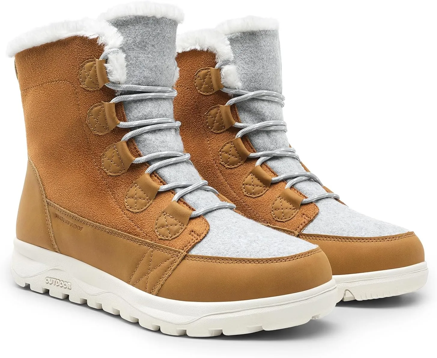 DREAM PAIRS Women's Winter Snow Boots Lace Up Warm Comfortable Faux Fur Lining Outdoor Ankle Booties