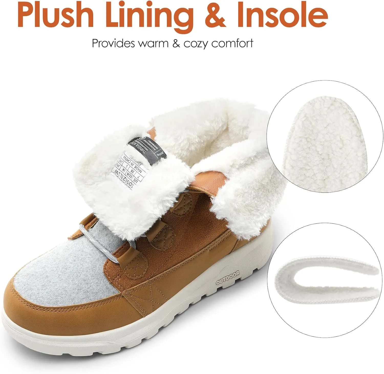 DREAM PAIRS Women's Winter Snow Boots Lace Up Warm Comfortable Faux Fur Lining Outdoor Ankle Booties