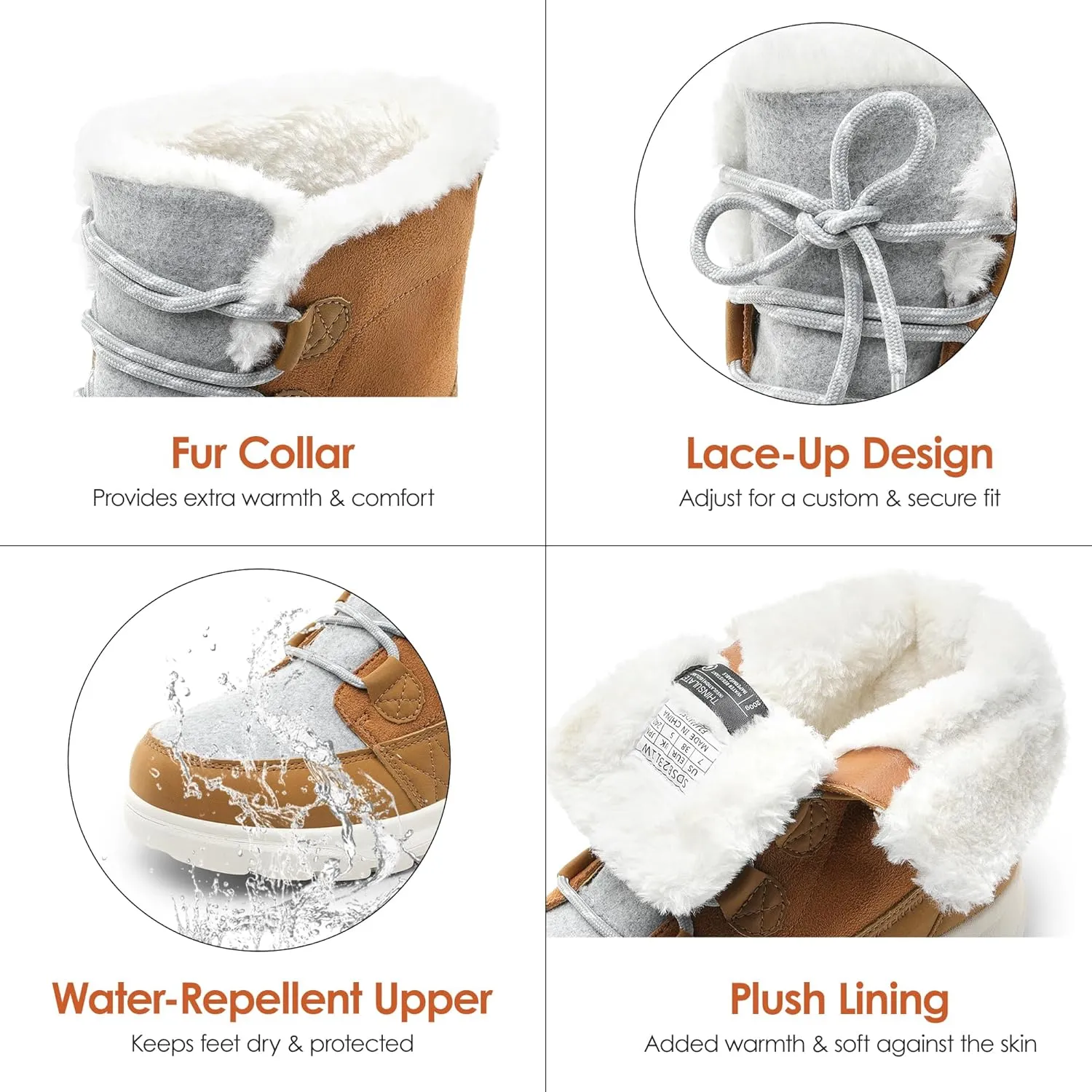 DREAM PAIRS Women's Winter Snow Boots Lace Up Warm Comfortable Faux Fur Lining Outdoor Ankle Booties