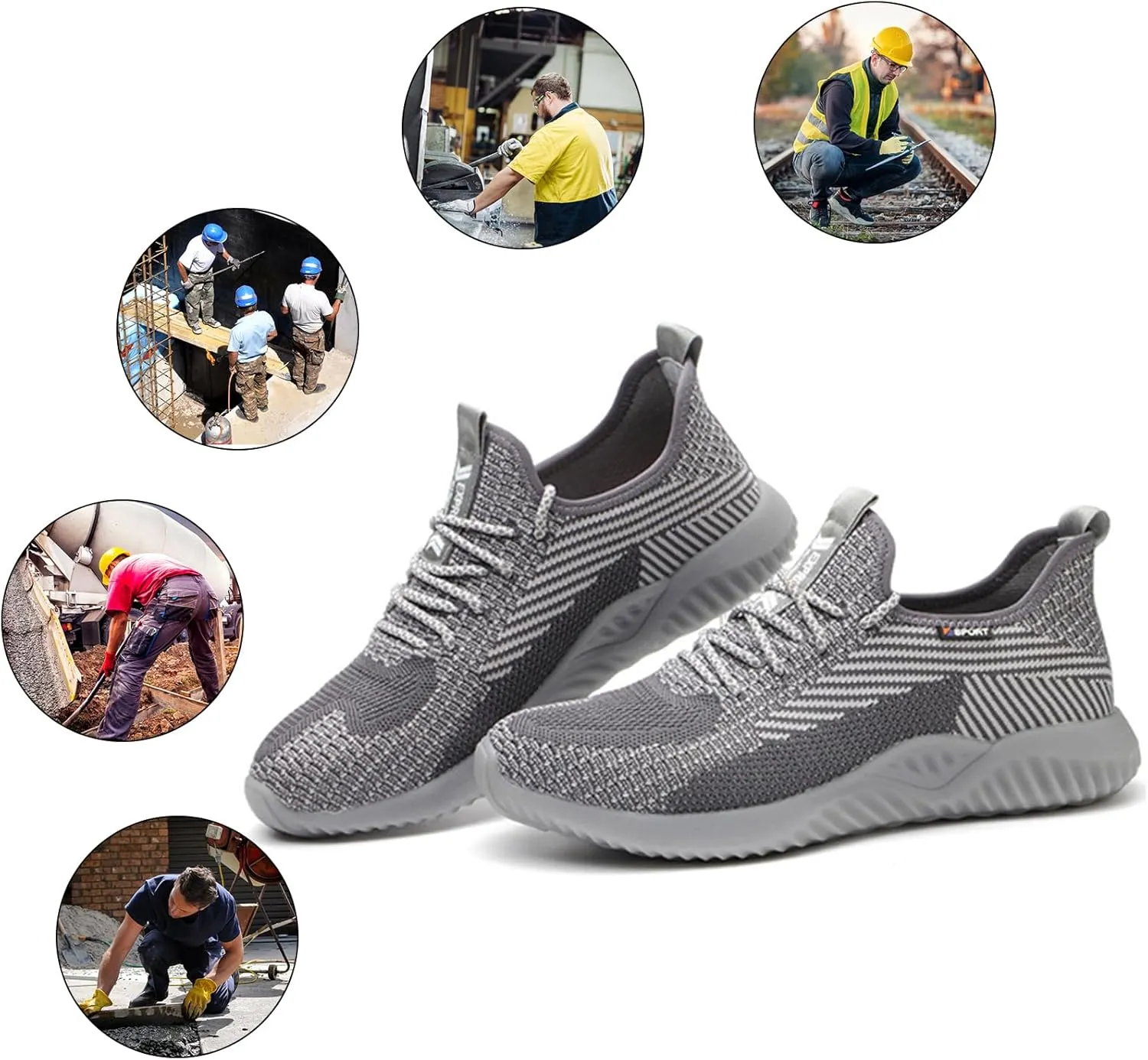 Drecage Steel Toe Safety Shoes for Women Men Work Shoes Industrial & Construction Sneakers Puncture Proof Lightweight Working Shoes