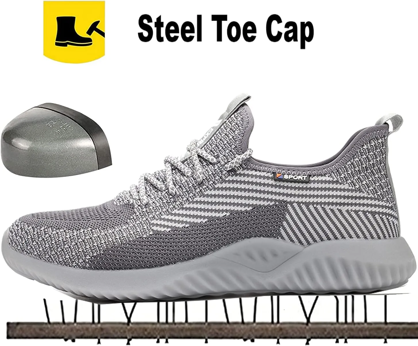 Drecage Steel Toe Safety Shoes for Women Men Work Shoes Industrial & Construction Sneakers Puncture Proof Lightweight Working Shoes