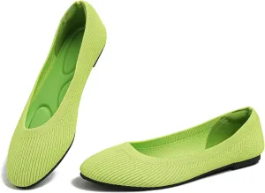 Dumalum Knit Mules for Women Flats Pointed Round Toe Mesh Ballet Flats Shoes Backless Slip On Slides Washable Walking Shoes