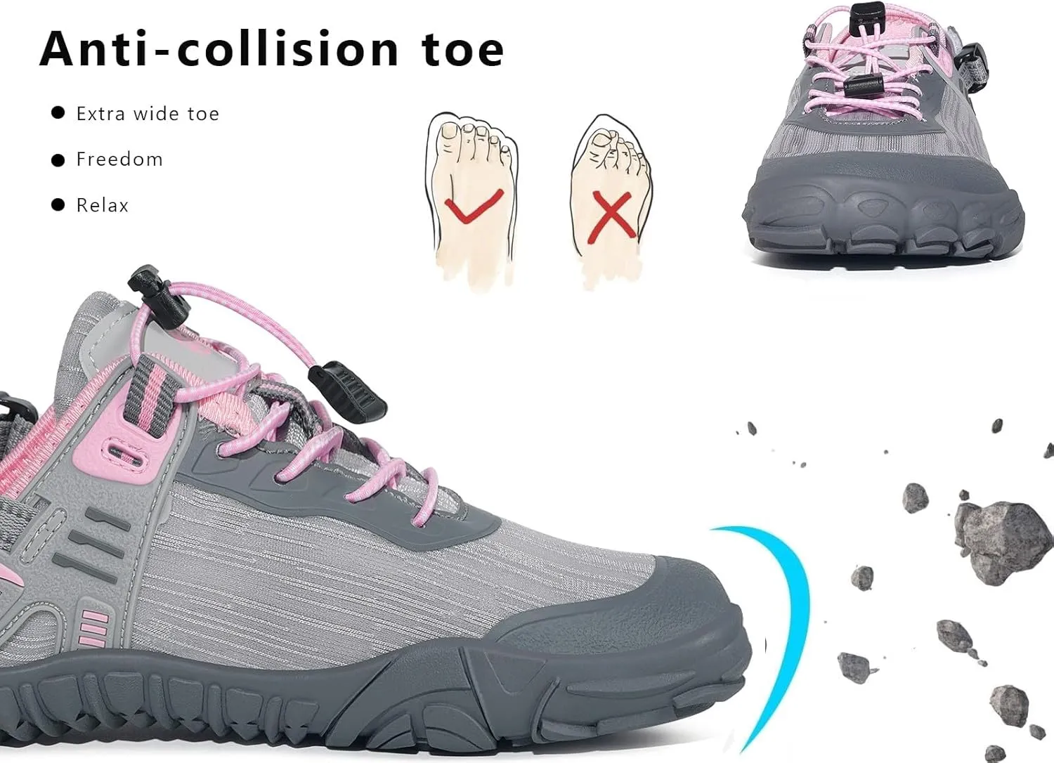 Eagsouni Womens Mens Water Shoes Quick Dry Sport Aqua Shoes Barefoot Non-Slip Outdoor Hiking Sandals with Wide Toe Box & Arch Support