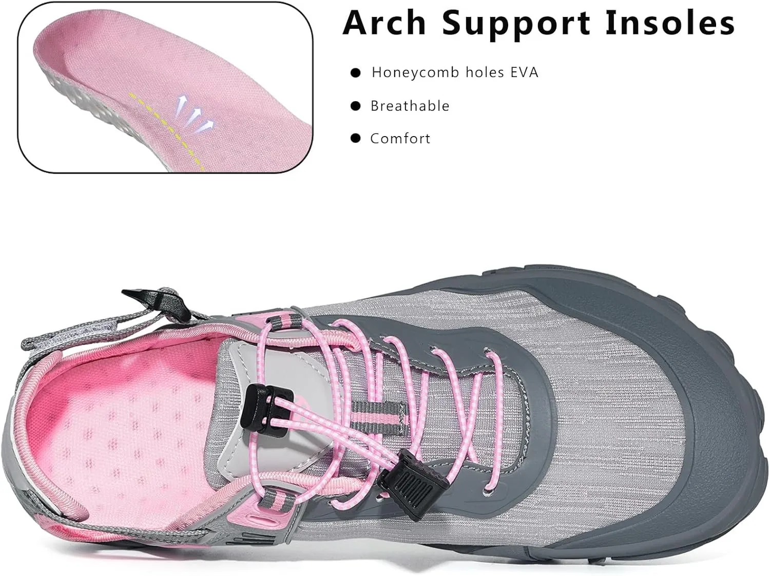 Eagsouni Womens Mens Water Shoes Quick Dry Sport Aqua Shoes Barefoot Non-Slip Outdoor Hiking Sandals with Wide Toe Box & Arch Support