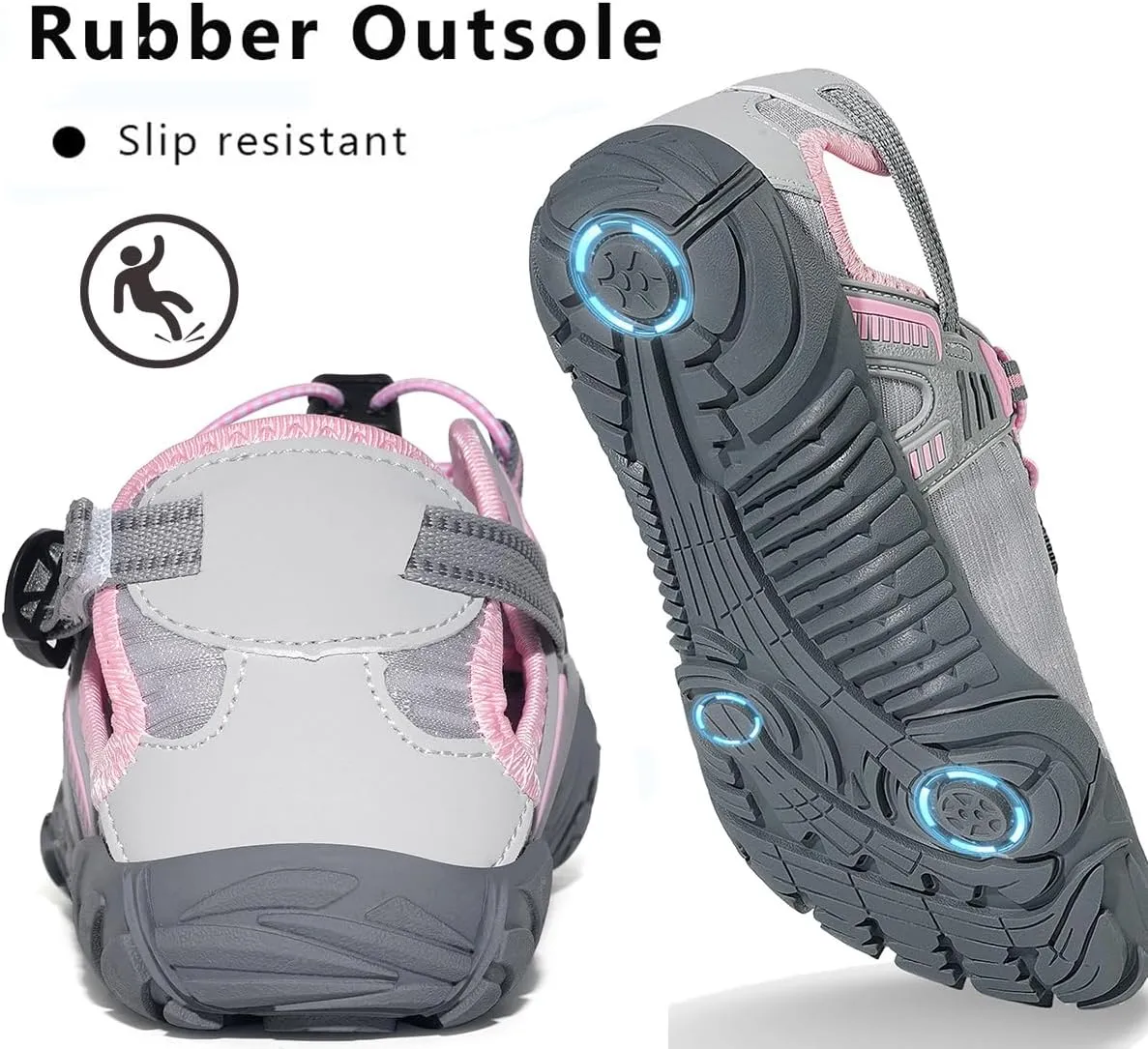 Eagsouni Womens Mens Water Shoes Quick Dry Sport Aqua Shoes Barefoot Non-Slip Outdoor Hiking Sandals with Wide Toe Box & Arch Support
