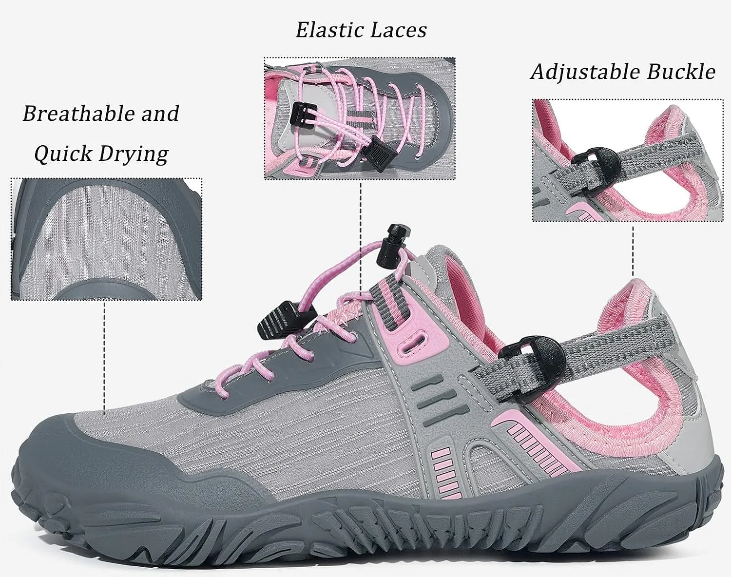 Eagsouni Womens Mens Water Shoes Quick Dry Sport Aqua Shoes Barefoot Non-Slip Outdoor Hiking Sandals with Wide Toe Box & Arch Support