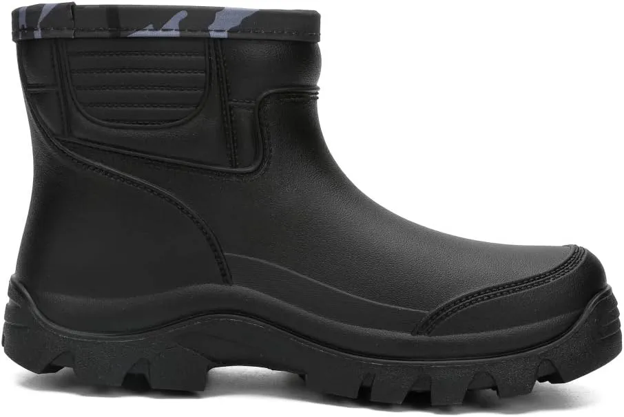 Enelauge Men's Waterproof Rain Short Boots Shoes Nonslip Rubber Rain Footwear
