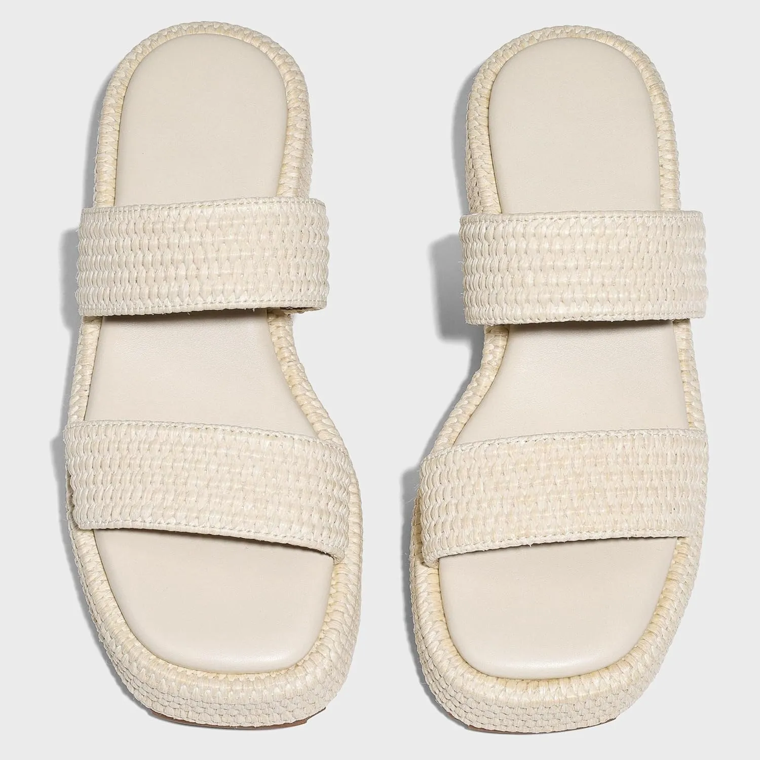 Erocalli Platform Sandals Women Cute Wedge Espadrilles Slip on Summer Beach Raffia Vacation Sandal Comfortable Open Toe Dressy Shoes