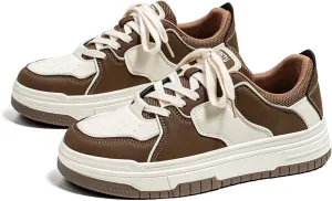 Exusiai Mens Fashion Streetwear Shoes Casual Non Slip Lace-Up Walking Chunky Sneakers Outdoor White Comfortable Breathable Dad Shoes