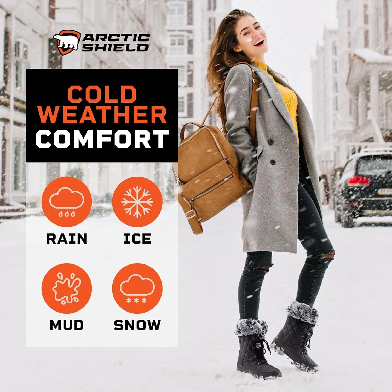 Faux Fur Womens Winter Snow Boots for Women - Dual Style Fur Collor Waterproof Snow Boots for Women with Memory Foam Insoles - Snow Boots with Heat Retain Technology