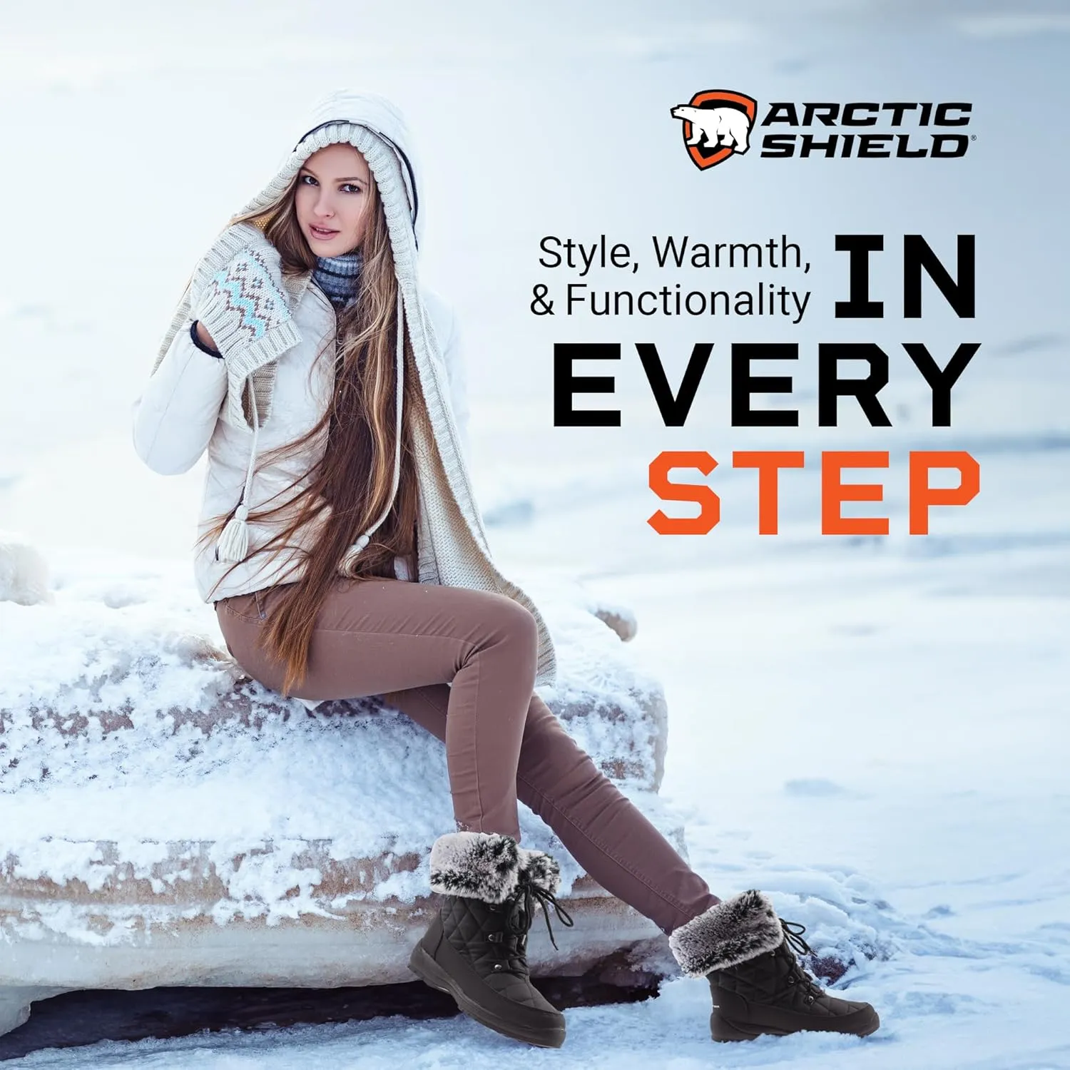 Faux Fur Womens Winter Snow Boots for Women - Dual Style Fur Collor Waterproof Snow Boots for Women with Memory Foam Insoles - Snow Boots with Heat Retain Technology