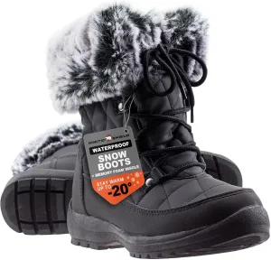 Faux Fur Womens Winter Snow Boots for Women - Dual Style Fur Collor Waterproof Snow Boots for Women with Memory Foam Insoles - Snow Boots with Heat Retain Technology
