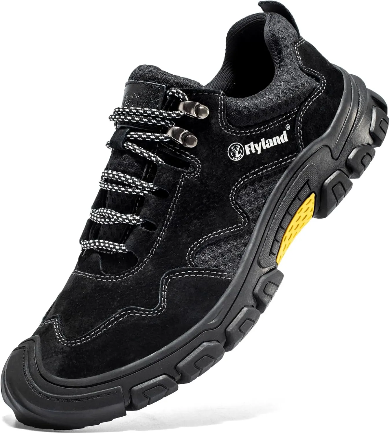 FLYLAND Men's Casual Hiking Sneakers Leather Shoes Classic Lace-Up Shoes Breathable Comfortable Low Top for Walking Outdoor