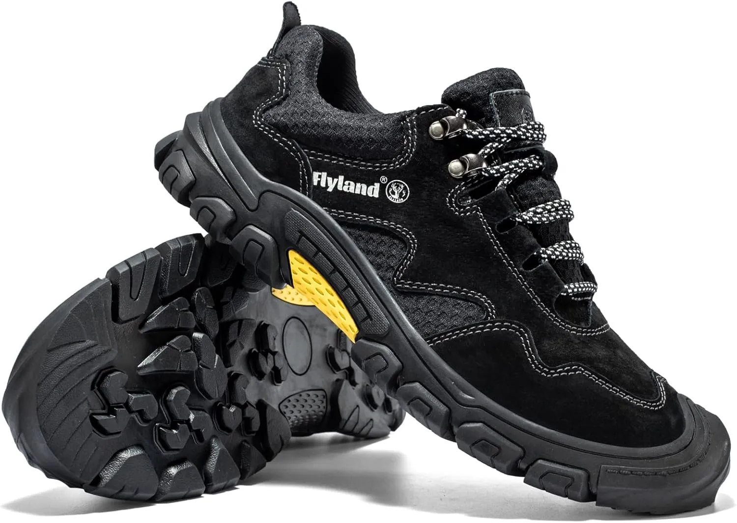 FLYLAND Men's Casual Hiking Sneakers Leather Shoes Classic Lace-Up Shoes Breathable Comfortable Low Top for Walking Outdoor
