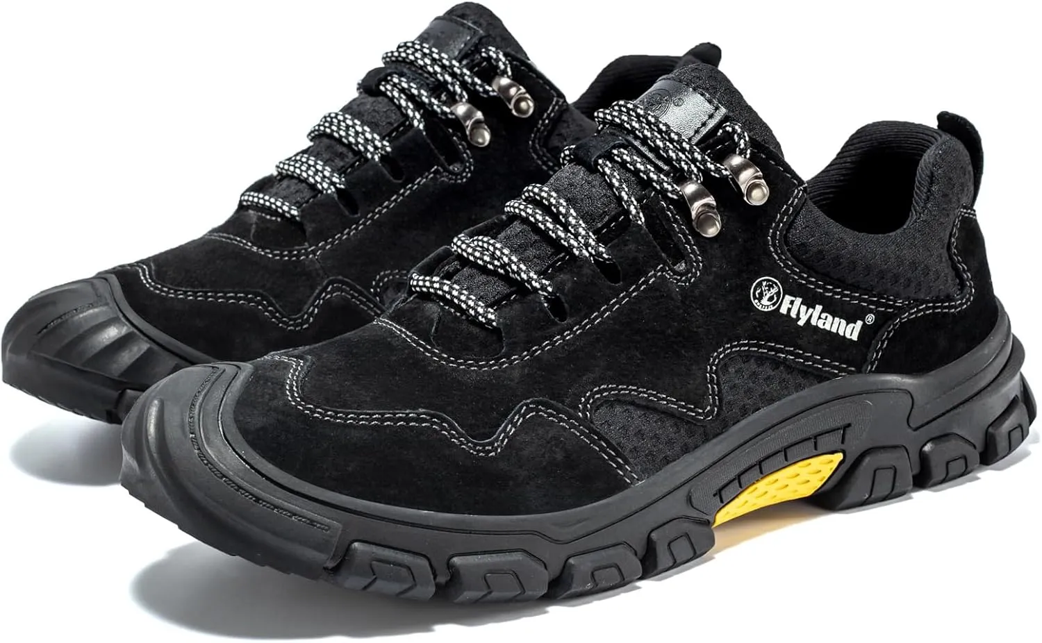 FLYLAND Men's Casual Hiking Sneakers Leather Shoes Classic Lace-Up Shoes Breathable Comfortable Low Top for Walking Outdoor