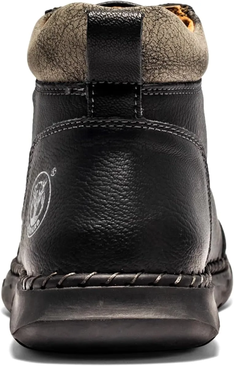 FLYLAND Men's Casual Leather Fashion Sneakers Ankle Chukka Boots Handmade Lightweight Loafers Mid-top Dress Boots Walking Driving Shoes