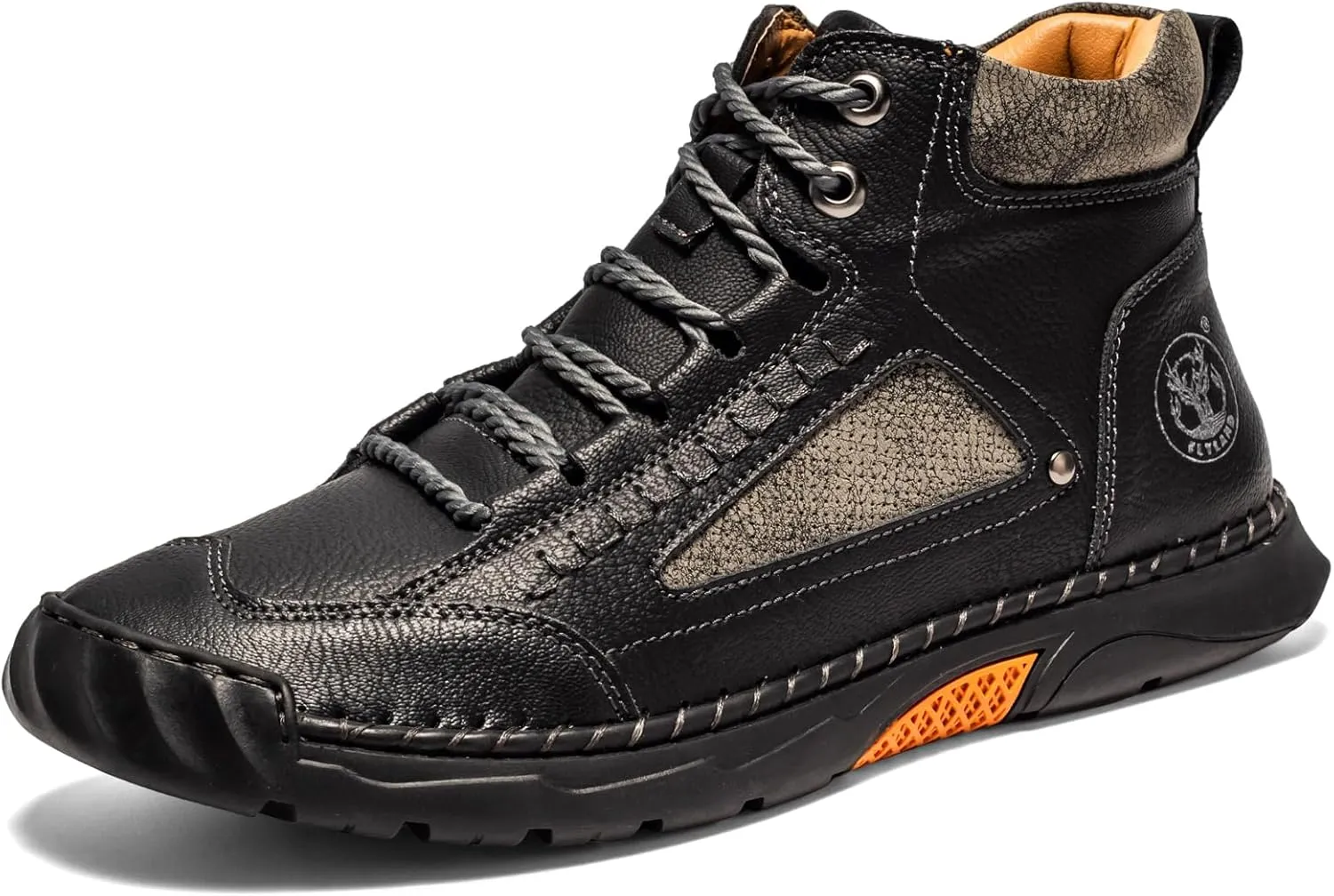 FLYLAND Men's Casual Leather Fashion Sneakers Ankle Chukka Boots Handmade Lightweight Loafers Mid-top Dress Boots Walking Driving Shoes