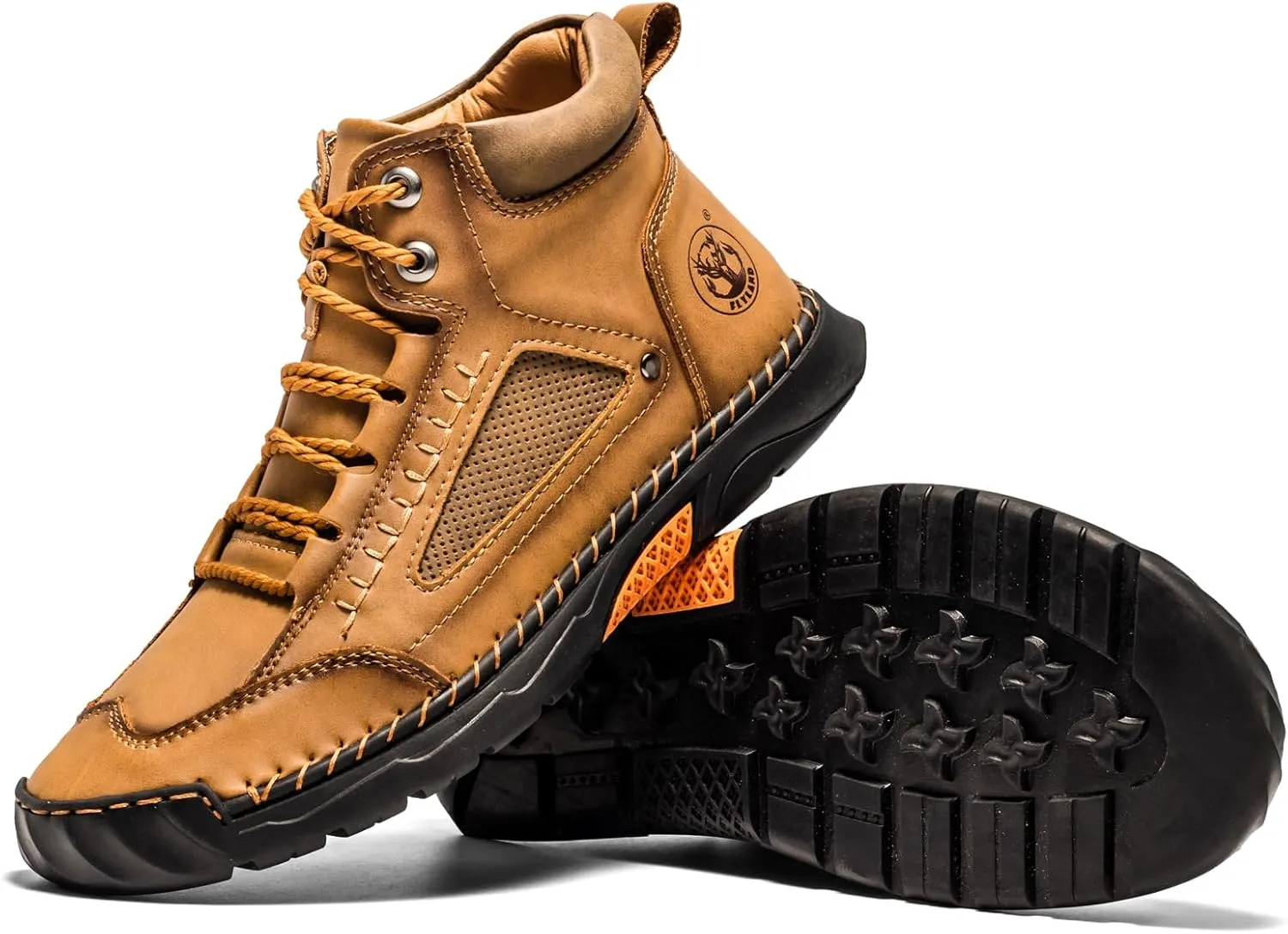 FLYLAND Men's Casual Leather Fashion Sneakers Ankle Chukka Boots Handmade Lightweight Loafers Mid-top Dress Boots Walking Driving Shoes