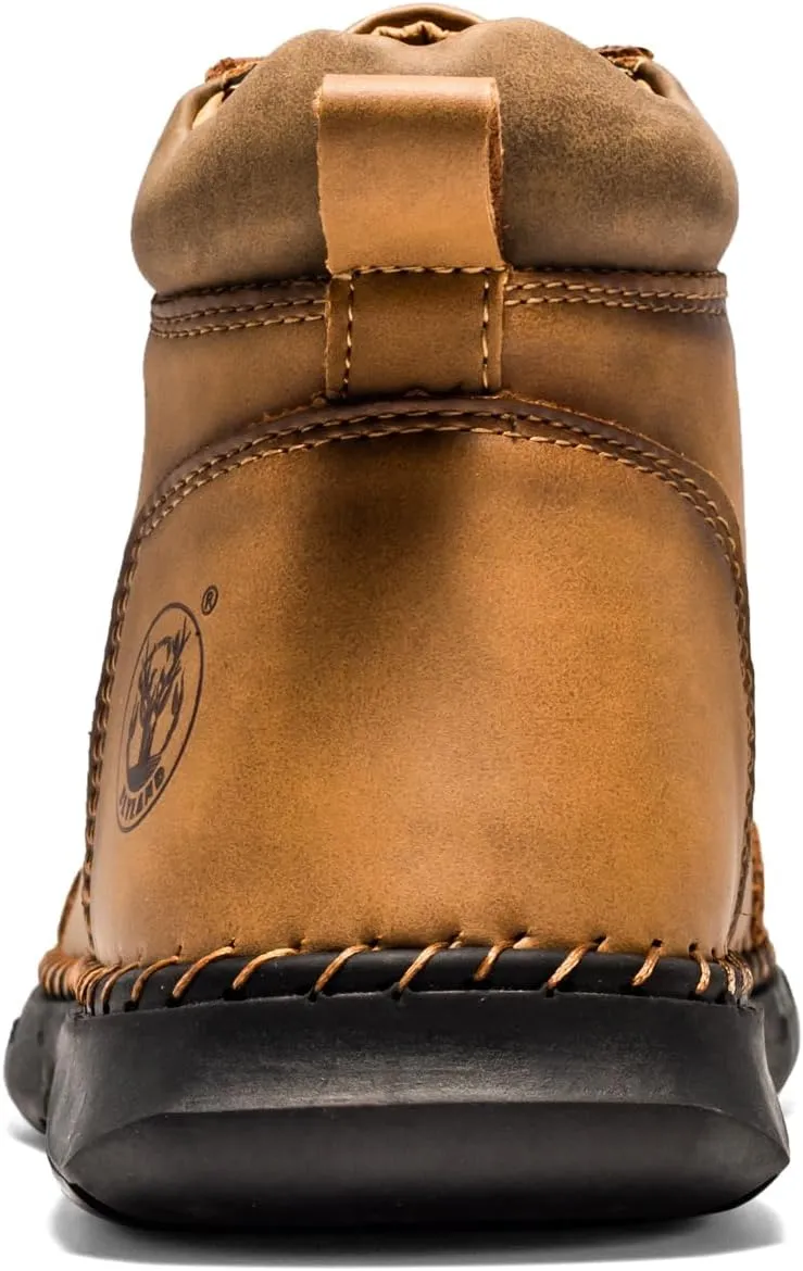 FLYLAND Men's Casual Leather Fashion Sneakers Ankle Chukka Boots Handmade Lightweight Loafers Mid-top Dress Boots Walking Driving Shoes