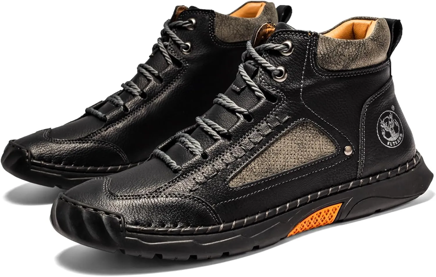 FLYLAND Men's Casual Leather Fashion Sneakers Ankle Chukka Boots Handmade Lightweight Loafers Mid-top Dress Boots Walking Driving Shoes
