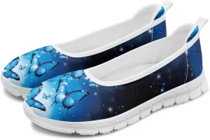 Forchrinse Cute Cat Print Womens Ballet Flats Shoes Butterfly Floral Dress Shoes Round Toe Slip on Walking Flats Shoes for Women Elegant Ballerina Loafers