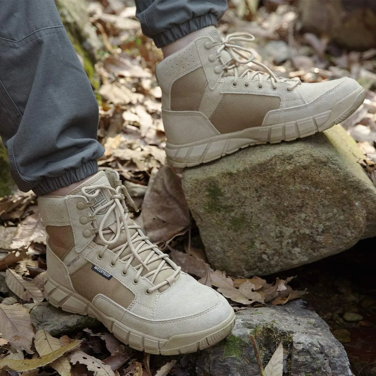 FREE SOLDIER Hiking Work Boots Men's Tactical Boots 6 Inches Waterproof Military Boots Outdoors Desert Boots