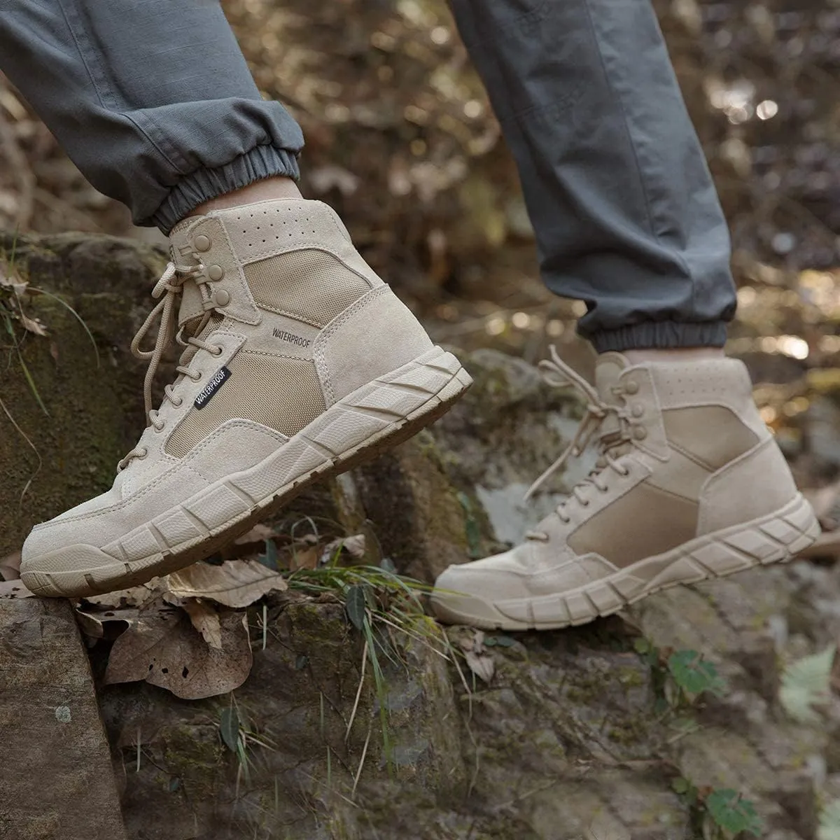 FREE SOLDIER Hiking Work Boots Men's Tactical Boots 6 Inches Waterproof Military Boots Outdoors Desert Boots