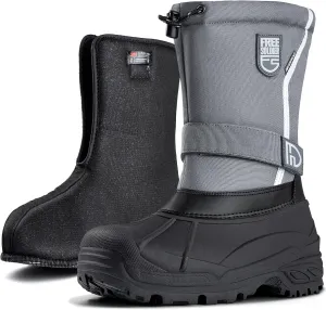 FREE SOLDIER Mens Snow Boots Insulated Waterproof Hiking Winter Shoes Nonslip Outdoor Ankle Cold Weather Boots