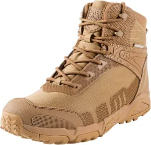 FREE SOLDIER Men's Waterproof Hiking Lightweight Work Military Tactical Boots Durable Combat Boots(Brown, 11 Wide US)