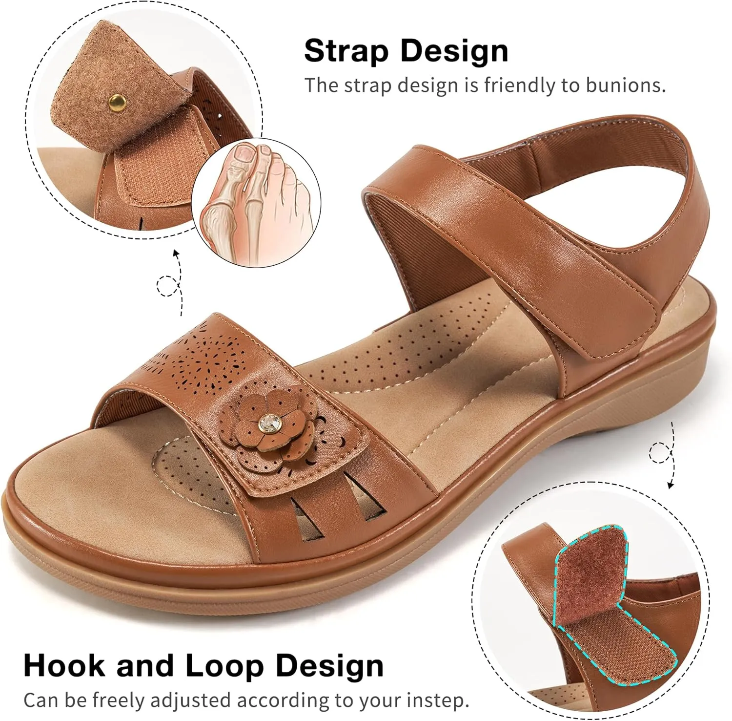 FUDYNMALC Womens Sandals Dressy Summer: Comfortable Slip On Walking Flats 2025 Orthopedic Shoes for Hiking Beach Wedding