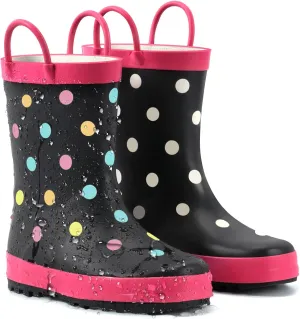 Furuian Color Changing Toddlers Kids Rain Boots for Girls Boys Waterproof Rubber Rain Boots for Toddler Girl Outdoor Rainboots with Easy-on Handles Cute Prints(Toddler/Little Kid/Big Kid)