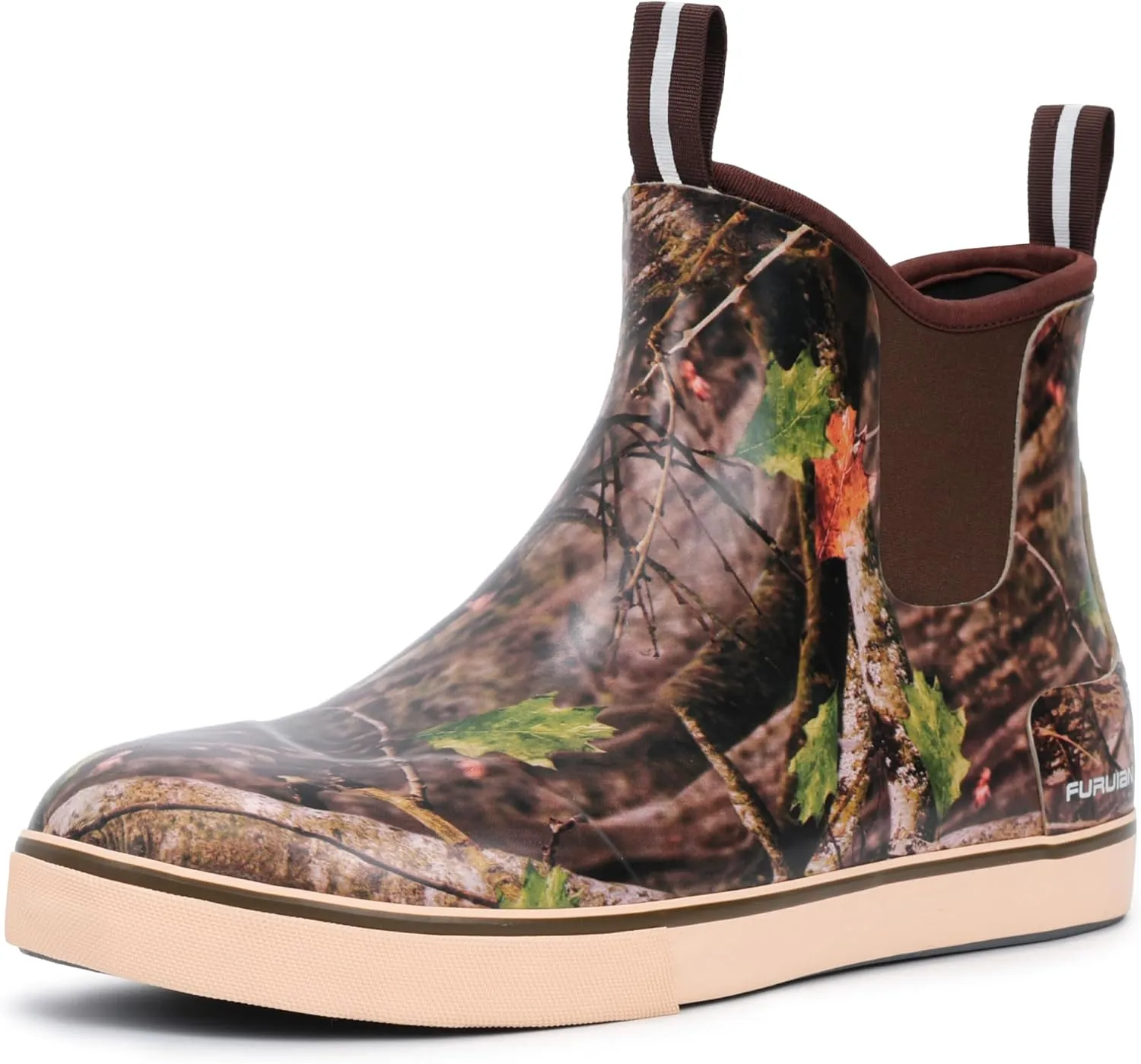 Furuian Men's Deck Boots Fishing Boots Waterproof Rain Boots Ankle Booties Slip On Neoprene Rubber Footwear Chelsea Boots Men botas para hombre for Gardening Fishing Boating Camping Sailing
