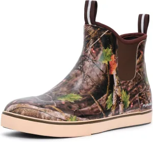 Furuian Men's Deck Boots Fishing Boots Waterproof Rain Boots Ankle Booties Slip On Neoprene Rubber Footwear Chelsea Boots Men botas para hombre for Gardening Fishing Boating Camping Sailing