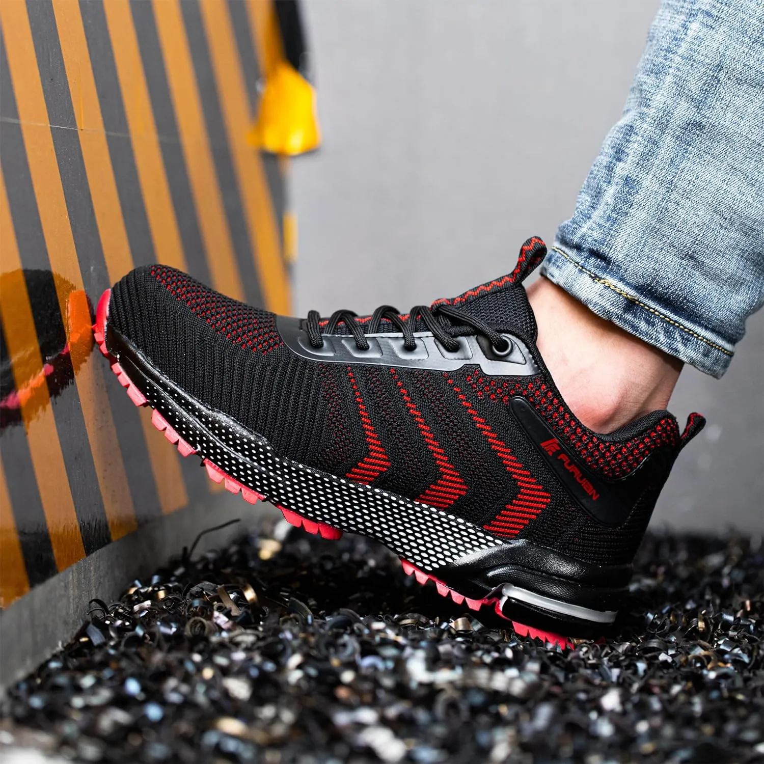Furuian Steel Toe Sneakers for Women Men Lightweight Safety Shoes Comfortable Steel Toe Shoes