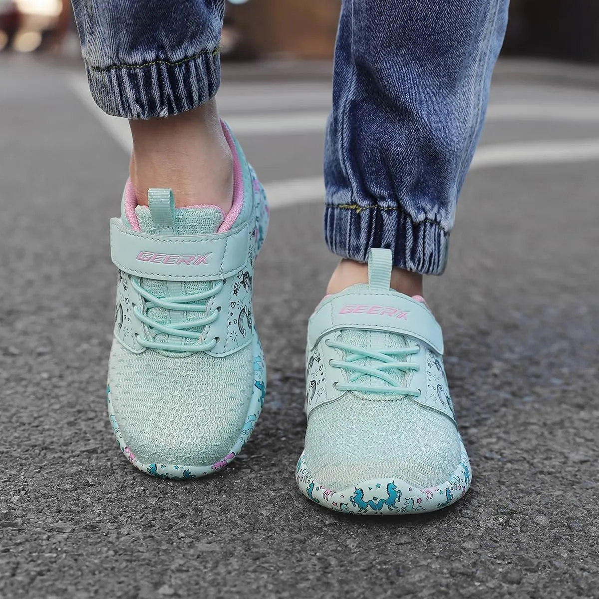 GEERX YUNI Unicorn Girls Shoes Lightweight Breathable Comfortable Sport Walking Athletic Running Tennis Sneakers (Toddler/Little Kid)