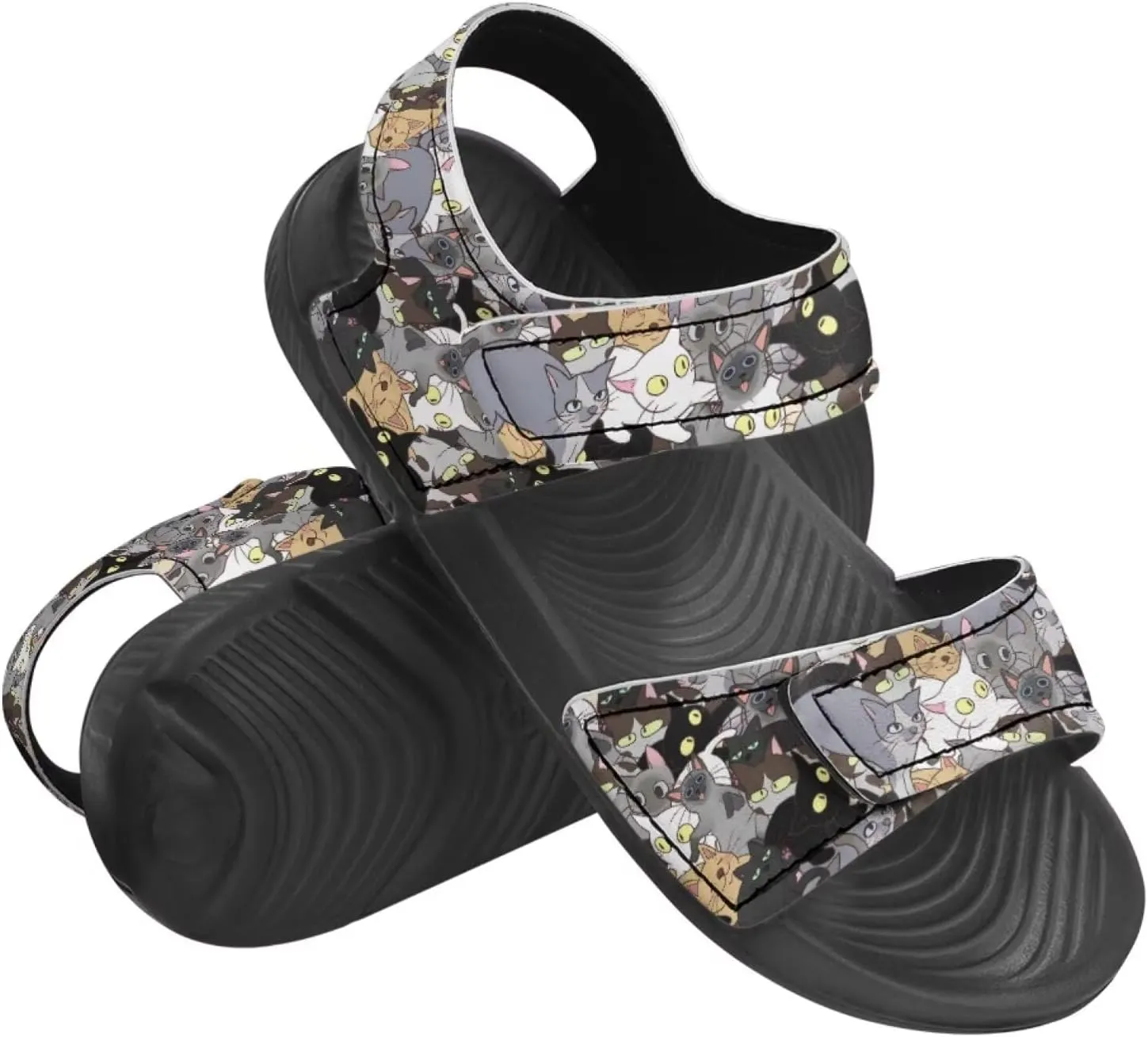 Girls Boys Comfort Sandals Cartoon Print Adjustable Hook and Loop for Toddlers Little Kid
