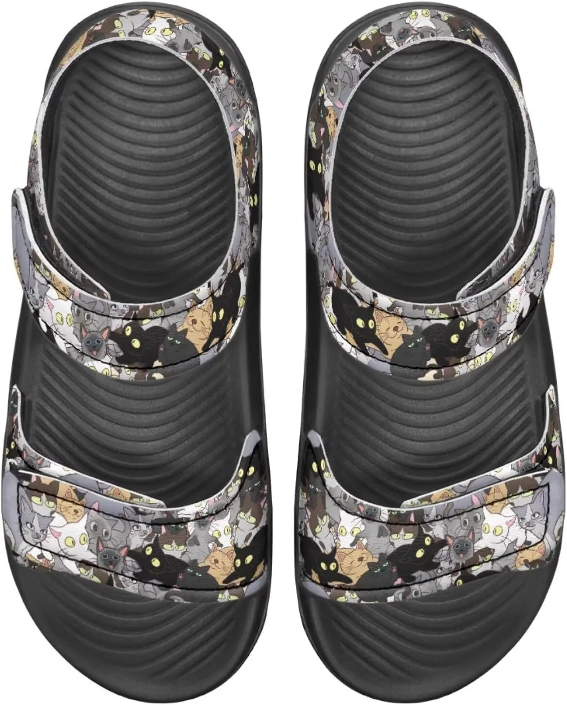 Girls Boys Comfort Sandals Cartoon Print Adjustable Hook and Loop for Toddlers Little Kid