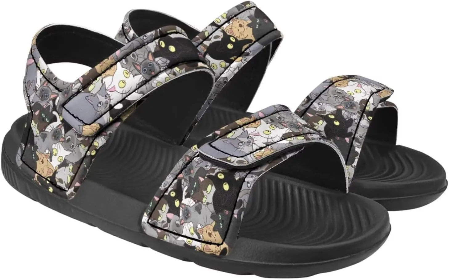Girls Boys Comfort Sandals Cartoon Print Adjustable Hook and Loop for Toddlers Little Kid