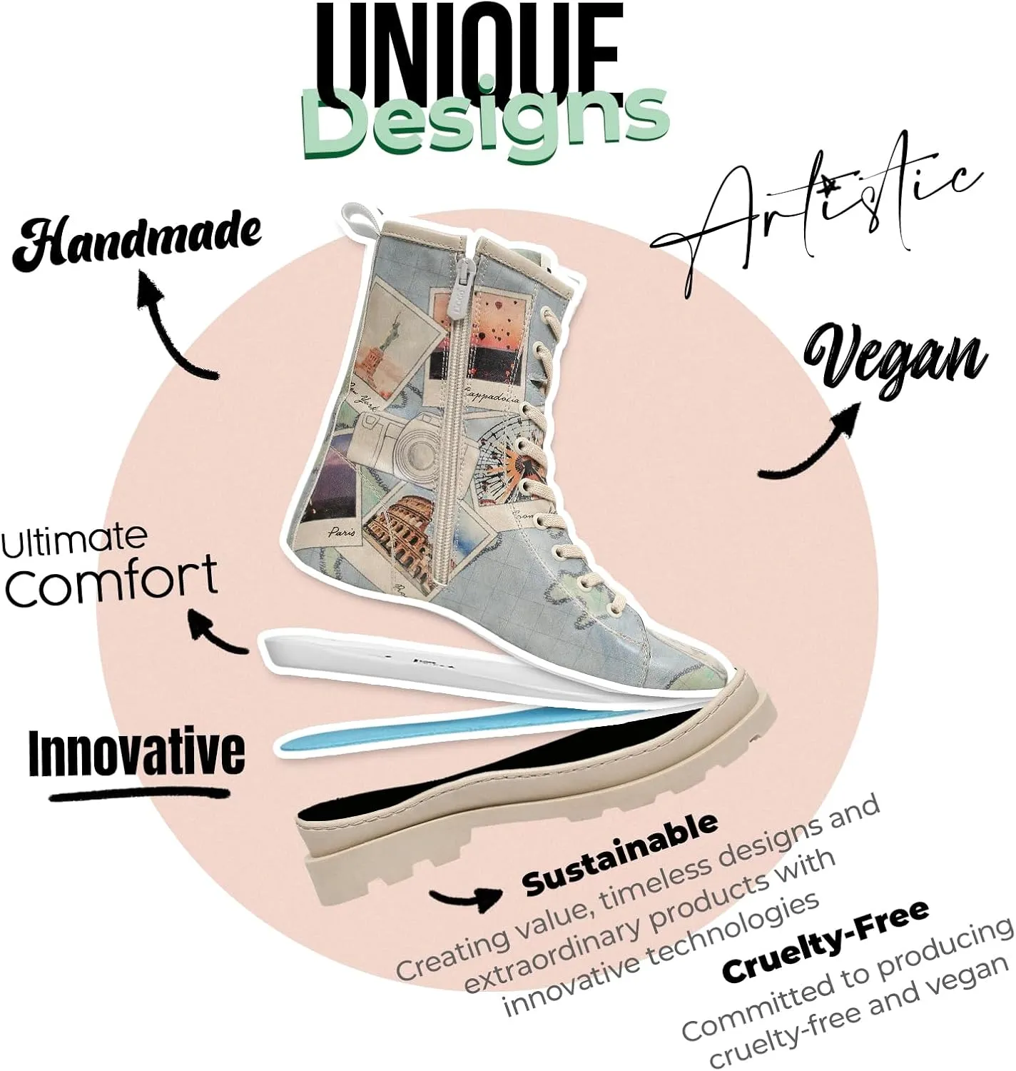 Gisele Boots for Women - Handmade and Vegan Leather Mid Calf Boots for Women,