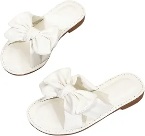 GORGLITTER Girl's Slip on Sandals Bow Sandals Round Open Toe Beach Sandals