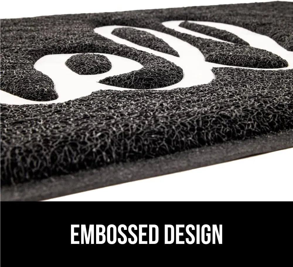 GORILLA GRIP 100% Water Resistant 47x35 All Weather Hello Door Mat, Dirt Grabber Mesh Welcome Doormat, Stain and Fade Resistant, Low Profile Entryway Mats for Home Front or Back Entrance, Black/White