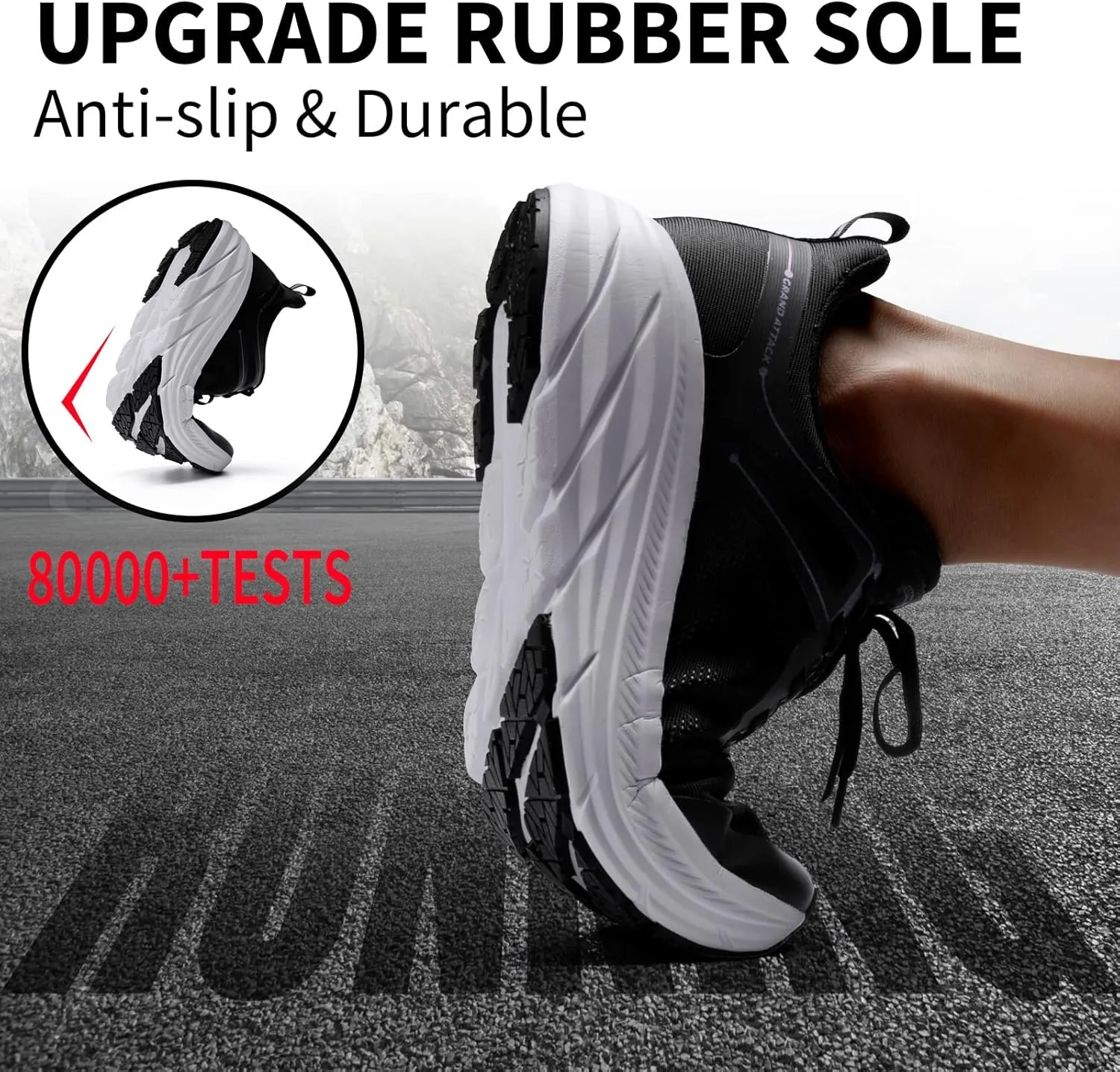 Grand Attack Men's Road Running Walking Shoes | Max Cushioned Comfort | Durable Non-Slip | Breathable Athletic Tennis Cross-Training Sneakers