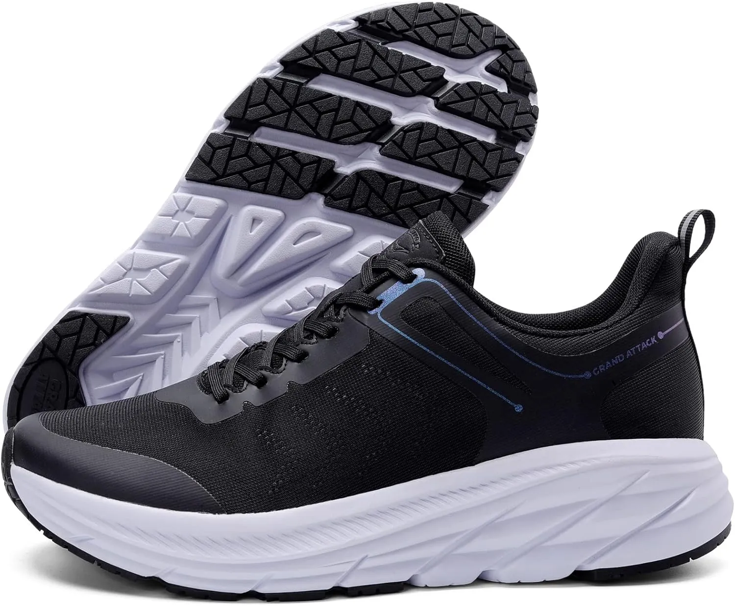 Grand Attack Men's Road Running Walking Shoes | Max Cushioned Comfort | Durable Non-Slip | Breathable Athletic Tennis Cross-Training Sneakers